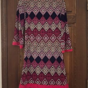 Eliza J Pink and Black Geometric Long Sleeve Dress